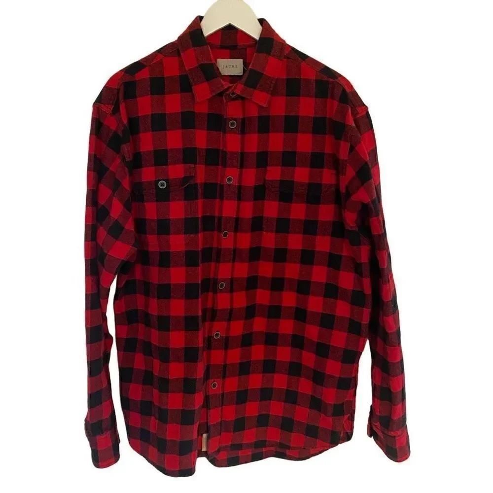 JachsβlongβsleeveβflannelβplaidβredβXLTβmenβsβshirtβthick